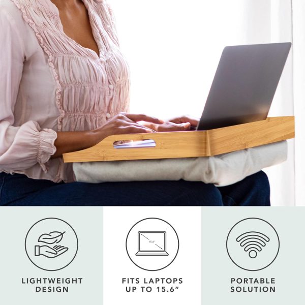 Rossie Home Lap Desk Tray Bamboo Wood Portable Cushion-1