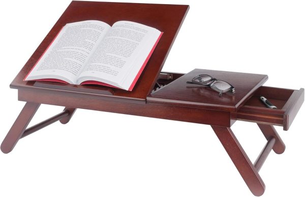 Winsome Walnut Folding Lap Desk Wood Workstation-15