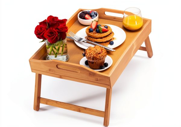 Bamboo Breakfast Tray HOME IT Folding Bed Table-5