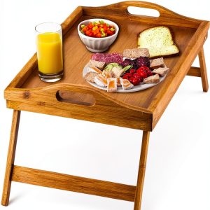 Bamboo Breakfast Tray HOME IT Folding Bed Table-0