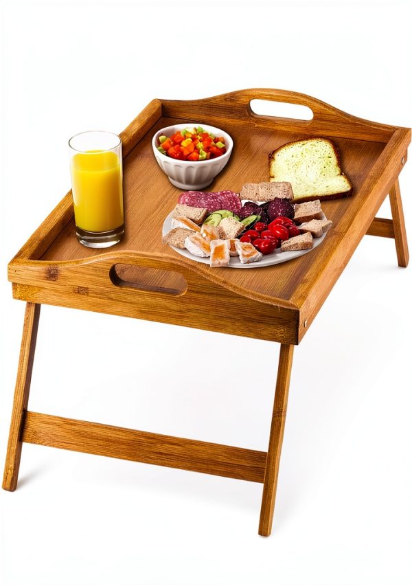 Bamboo Breakfast Tray HOME IT Folding Bed Table-0