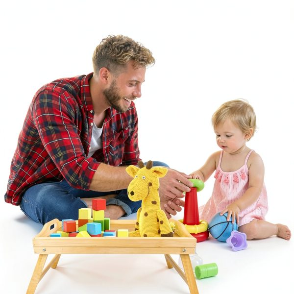 TOPULORS Bamboo Breakfast Bed Tray Foldable Wood Yellow-7