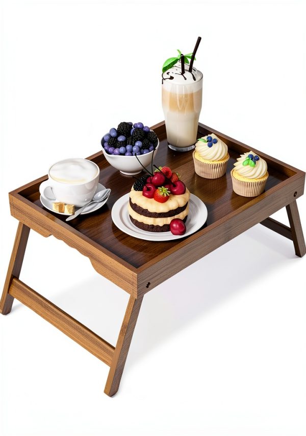 Artmalle Bamboo Breakfast Tray Foldable Rustic Kids Table-0