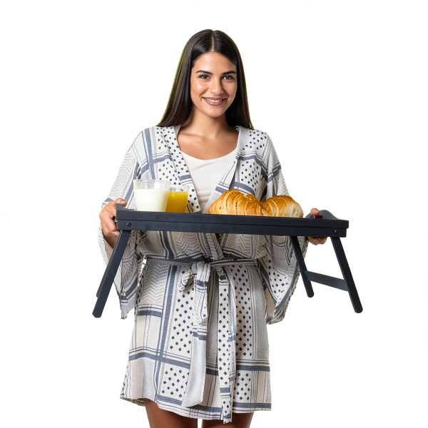 Jibanie Bamboo Breakfast Tray Lightweight Folding Bed Table-2