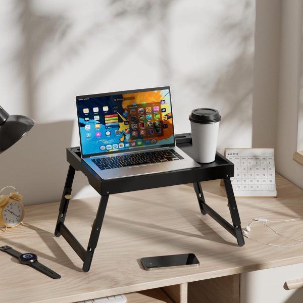 Artmeer Bamboo Breakfast Tray Adjustable Foldable Tablet-1