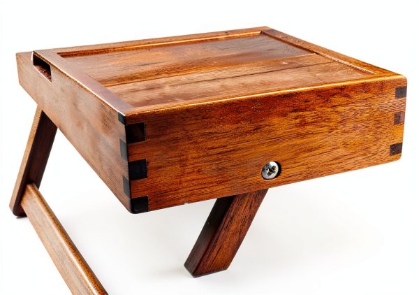 Taxenxar Acacia Wood Breakfast Tray Folding Legs Rustic-4