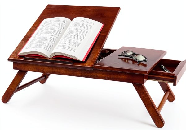 Winsome Walnut Folding Lap Desk Wood Workstation-13