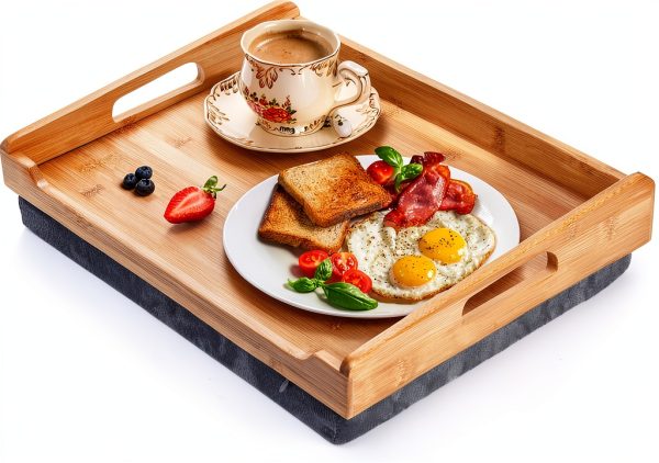 Bamboo Lap Tray TOPZEA Breakfast Tray with Handle-2