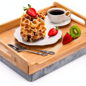Bamboo Lap Tray TOPZEA Breakfast Tray with Handle-0