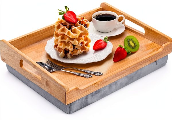 Bamboo Lap Tray TOPZEA Breakfast Tray with Handle-0