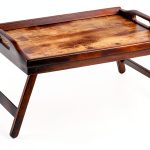 SONGMICS Breakfast Tray Rustic Dark Brown Portable Wood-0