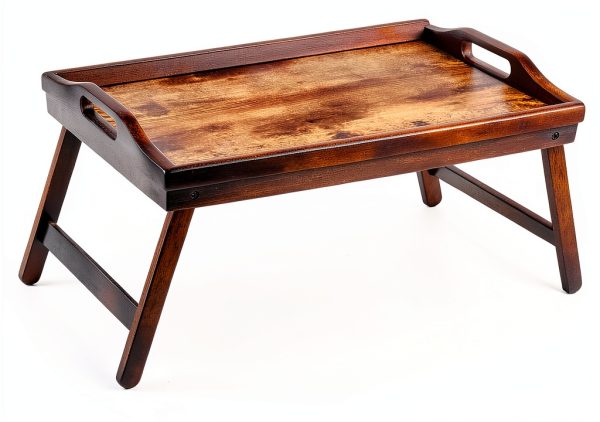SONGMICS Breakfast Tray Rustic Dark Brown Portable Wood-0