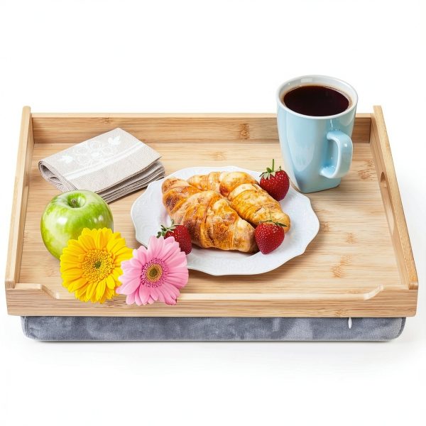 Bamboo Lap Tray TOPZEA Breakfast Tray with Handle-4