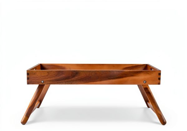 Taxenxar Acacia Wood Breakfast Tray Folding Legs Rustic-1