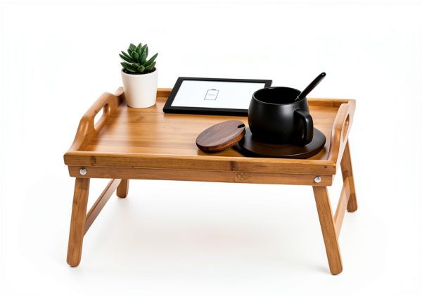 KKTONER Bamboo Bed Tray Foldable Lightweight Breakfast Table-4