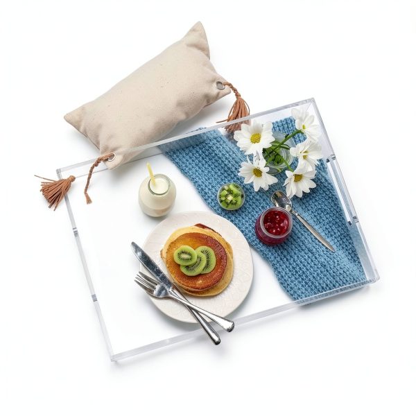 Cilinta Acrylic Serving Tray Modern Sturdy Food Drink Tray-2