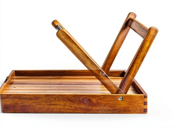 Taxenxar Acacia Wood Breakfast Tray Folding Legs Rustic-5