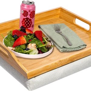 Rossie Home Lap Desk Tray Bamboo Wood Portable Cushion-0