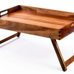 Taxenxar Acacia Wood Breakfast Tray Folding Legs Rustic-0