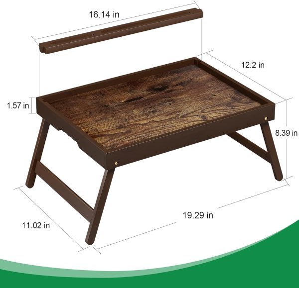 Promitop Bamboo Breakfast Tray Foldable Tablet Stand Handle-2