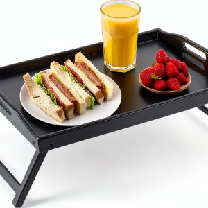 Jibanie Bamboo Breakfast Tray Lightweight Folding Bed Table-0