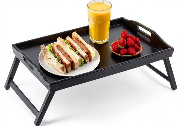 Jibanie Bamboo Breakfast Tray Lightweight Folding Bed Table-0