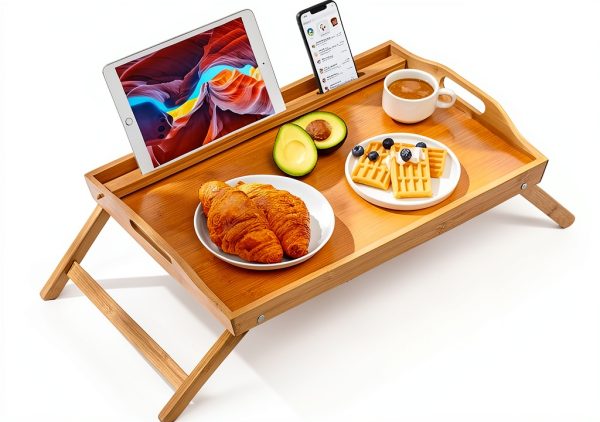 Phillipa Home Bamboo Breakfast Tray Portable Bed Table-3