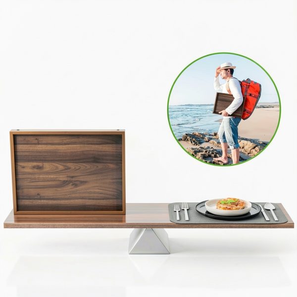Artmalle Bamboo Breakfast Tray Foldable Rustic Kids Table-6