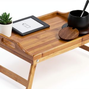 KKTONER Bamboo Bed Tray Foldable Lightweight Breakfast Table-0