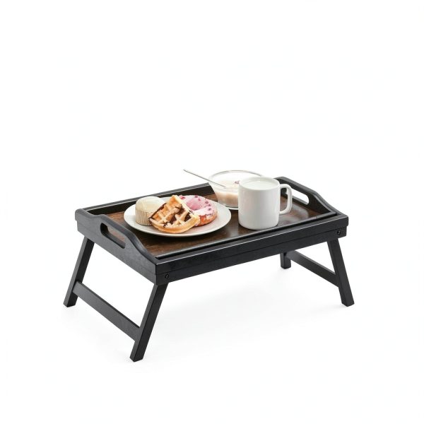 SONGMICS Breakfast Tray Rustic Dark Brown Portable Wood-2