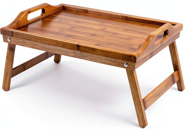 KKTONER Bamboo Bed Tray Foldable Lightweight Breakfast Table-1