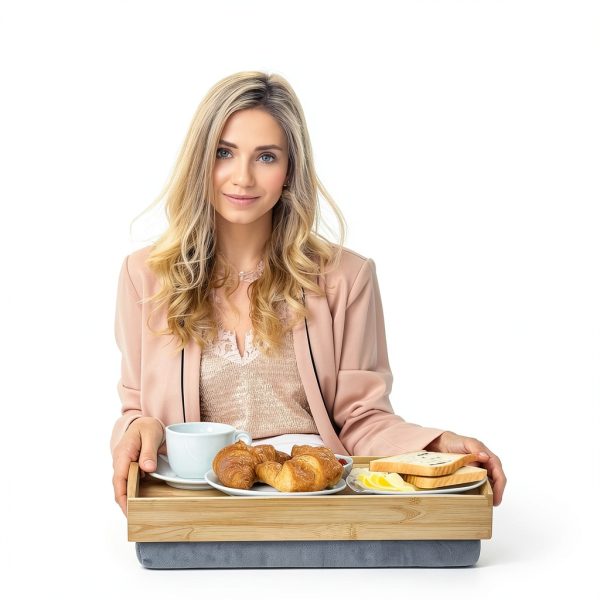 Bamboo Lap Tray TOPZEA Breakfast Tray with Handle-5