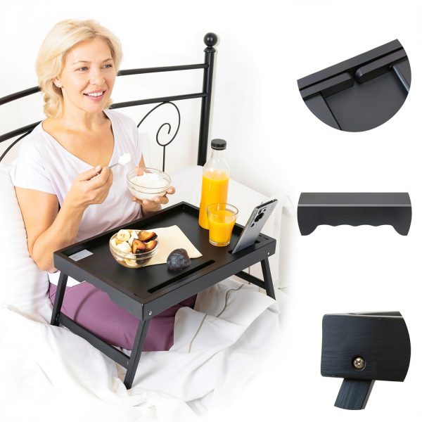 Artmeer Bamboo Breakfast Tray Foldable Tablet Holder Modern-3