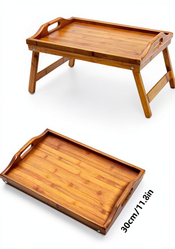 KKTONER Bamboo Bed Tray Foldable Lightweight Breakfast Table-2