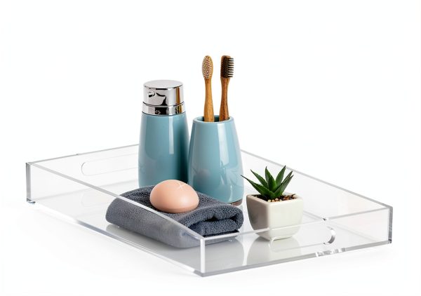 Cilinta Acrylic Serving Tray Modern Sturdy Food Drink Tray-6