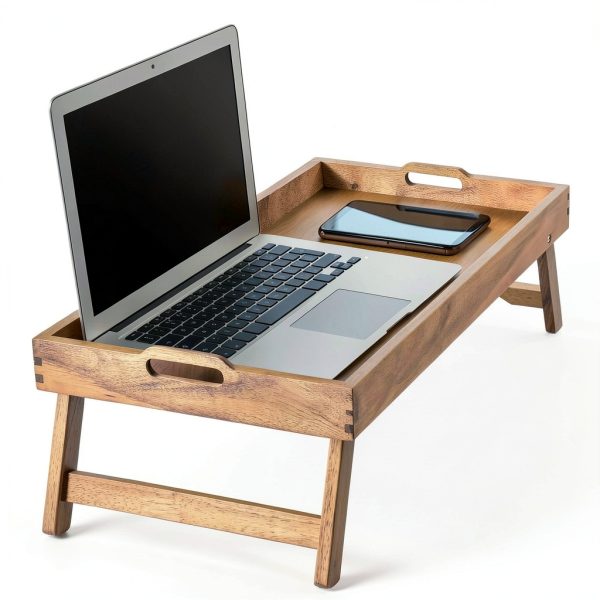 Taxenxar Acacia Wood Breakfast Tray Folding Legs Rustic-7