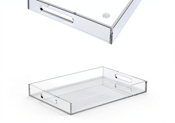 Cilinta Acrylic Serving Tray Modern Sturdy Food Drink Tray-1