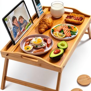 Phillipa Home Bamboo Breakfast Tray Portable Bed Table-0
