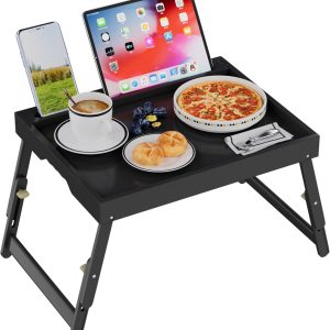 Artmeer Bamboo Breakfast Tray Adjustable Foldable Tablet-0