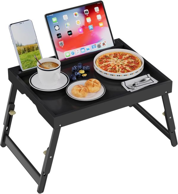 Artmeer Bamboo Breakfast Tray Adjustable Foldable Tablet-0