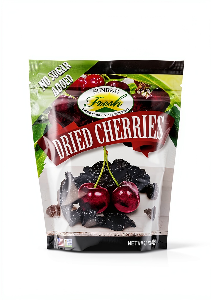 High-quality dried cherries in a resealable bag