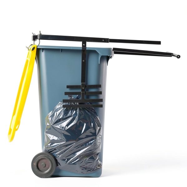 Manual Trash Compactor, Touchless Trash Bin Compactor with 2 Hooks, Steel Trash Bin Compactor Adjustable Height 9.84-15.75 in For Families Parks Offices Small Shops Black-2