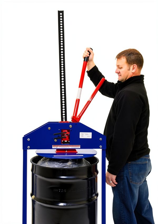 Vestil MTC-55 Mechanical Trash Compactor 55 Gallon Blue 7000lb Force-3