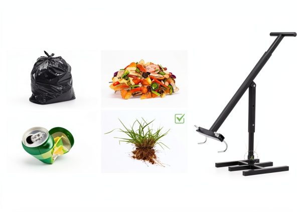 NEWTRY Manual Trash Compactor, 120L-240L Home Manual Garbage Compressor with Adjustable Handle Outdoor Wheelie Bin Rubbish Compactor for Kitchen, Garden, Restaurant, Office-4