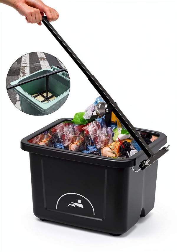 Manual Trash Compactor BINGOX DE252 Green Iron for 120-660L Bins-5