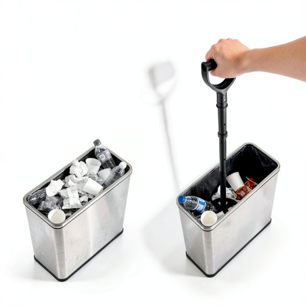 Iron Trash Compactor for Kitchen & Small Bin Garbage Tamper, 23.6 inch Extended-Length Adjustable Waste Press Tool for Indoor Outdoor, Trash Compactor to Save Space, Effort & Trash Bag-1