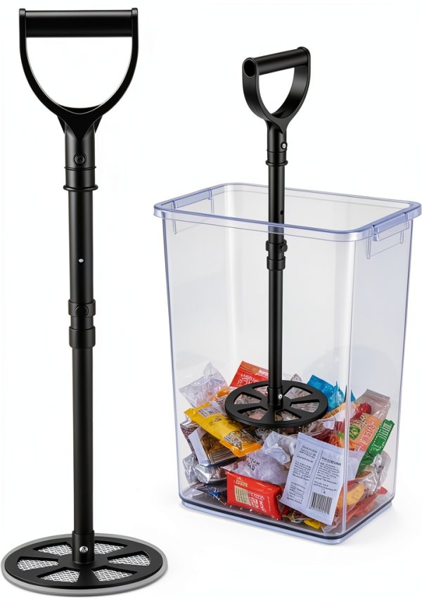 Iron Trash Compactor for Kitchen & Small Bin Garbage Tamper, 23.6 inch Extended-Length Adjustable Waste Press Tool for Indoor Outdoor, Trash Compactor to Save Space, Effort & Trash Bag-0