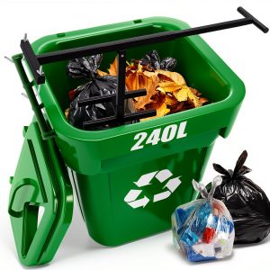 NEWTRY Manual Trash Compactor, 120L-240L Home Manual Garbage Compressor with Adjustable Handle Outdoor Wheelie Bin Rubbish Compactor for Kitchen, Garden, Restaurant, Office-0