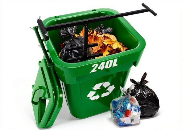 NEWTRY Manual Trash Compactor, 120L-240L Home Manual Garbage Compressor with Adjustable Handle Outdoor Wheelie Bin Rubbish Compactor for Kitchen, Garden, Restaurant, Office-0