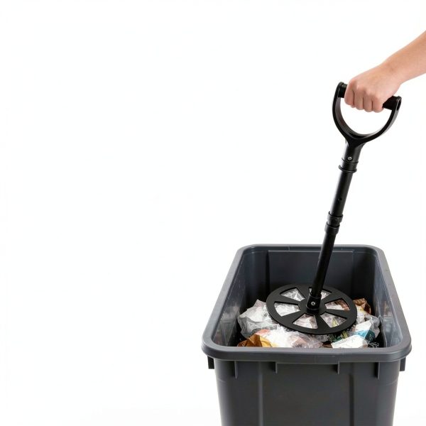 Iron Trash Compactor for Kitchen & Small Bin Garbage Tamper, 23.6 inch Extended-Length Adjustable Waste Press Tool for Indoor Outdoor, Trash Compactor to Save Space, Effort & Trash Bag-3